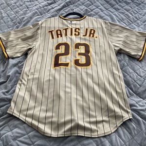 Nike Fernando Tatis Jr San Diego Padres Replica Tan Pinstripe Jersey Large
